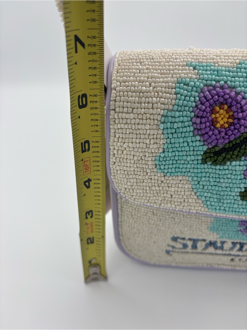STAUD Tommy Beaded California Aster Shoulder Bag - Lavender, Blue, Pink & Green - Picture 11 of 14